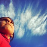 Georgia looking at the clouds